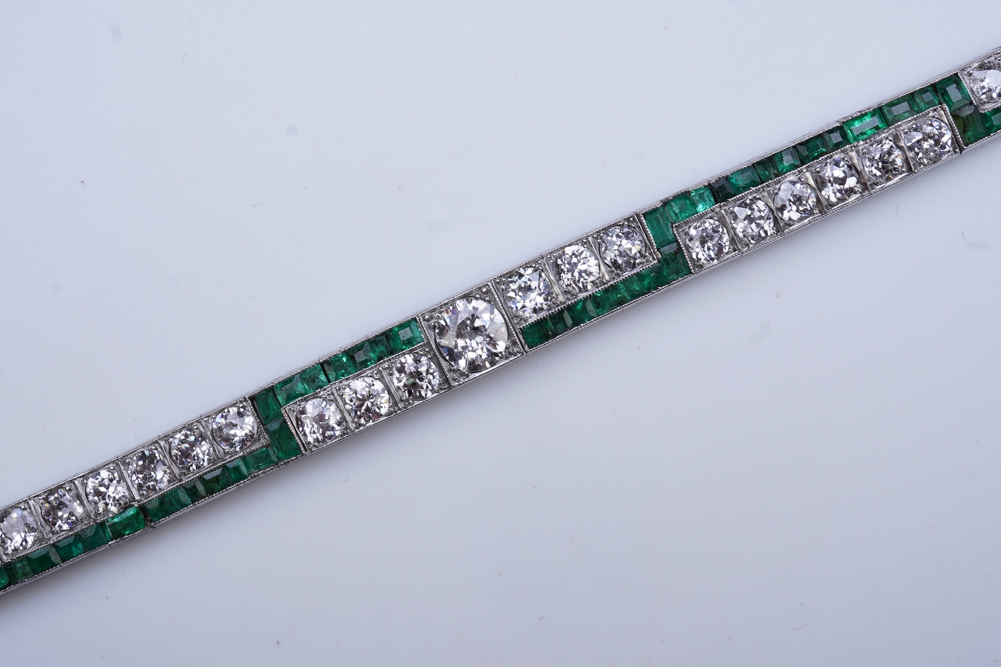 An Art Deco emerald and diamond bracelet, 1920s